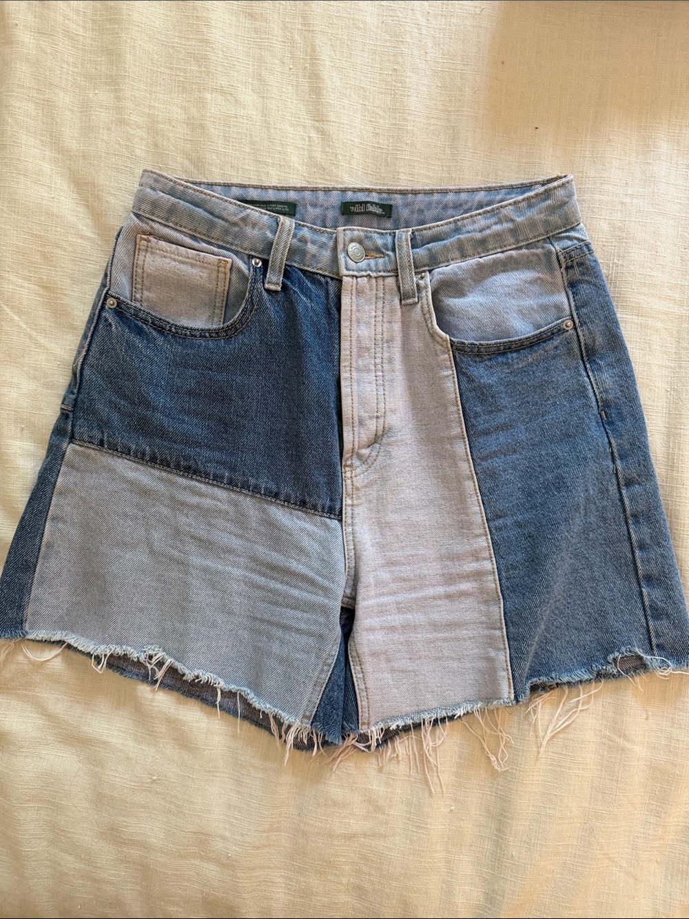 Wild Fable Patchwork Denim Shorts in Two-Tone Blue
